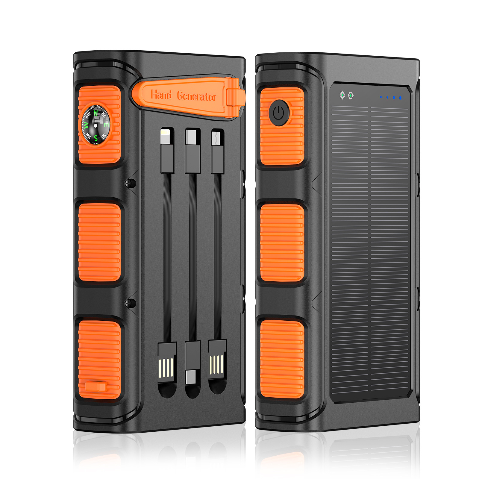 30000mAh PD20W Manovella Banca di Energia Solare Caricatore Integrato Cavi Ricarica Rapida - Foto 17 di 22