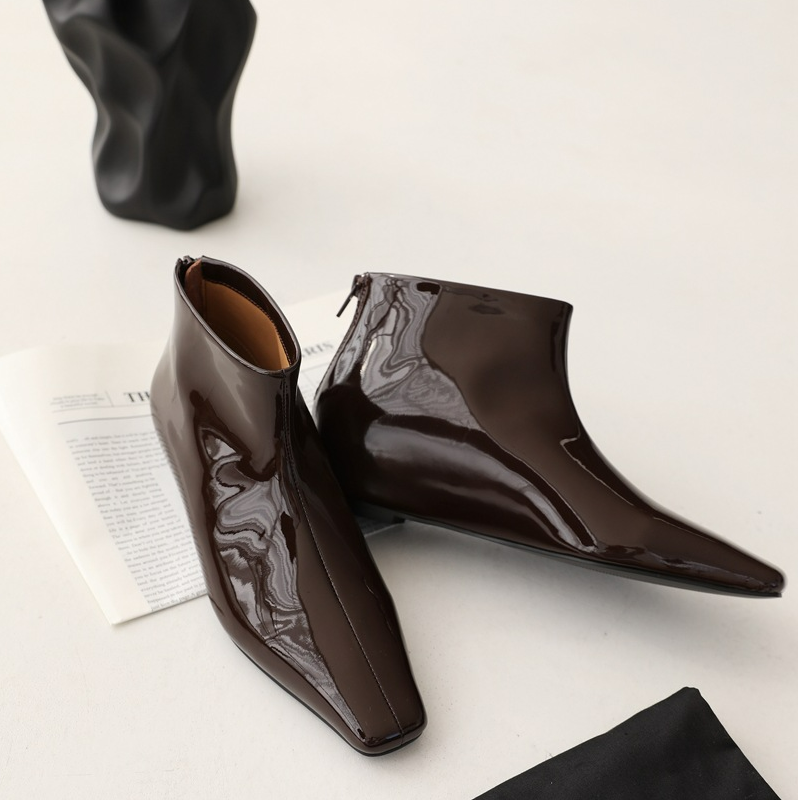 Mujeres Punta Cuadrada Botines Tacón Bajo Cremallera Trasera Western Chelsea Botas de Fiesta - Imagen 27 de 28