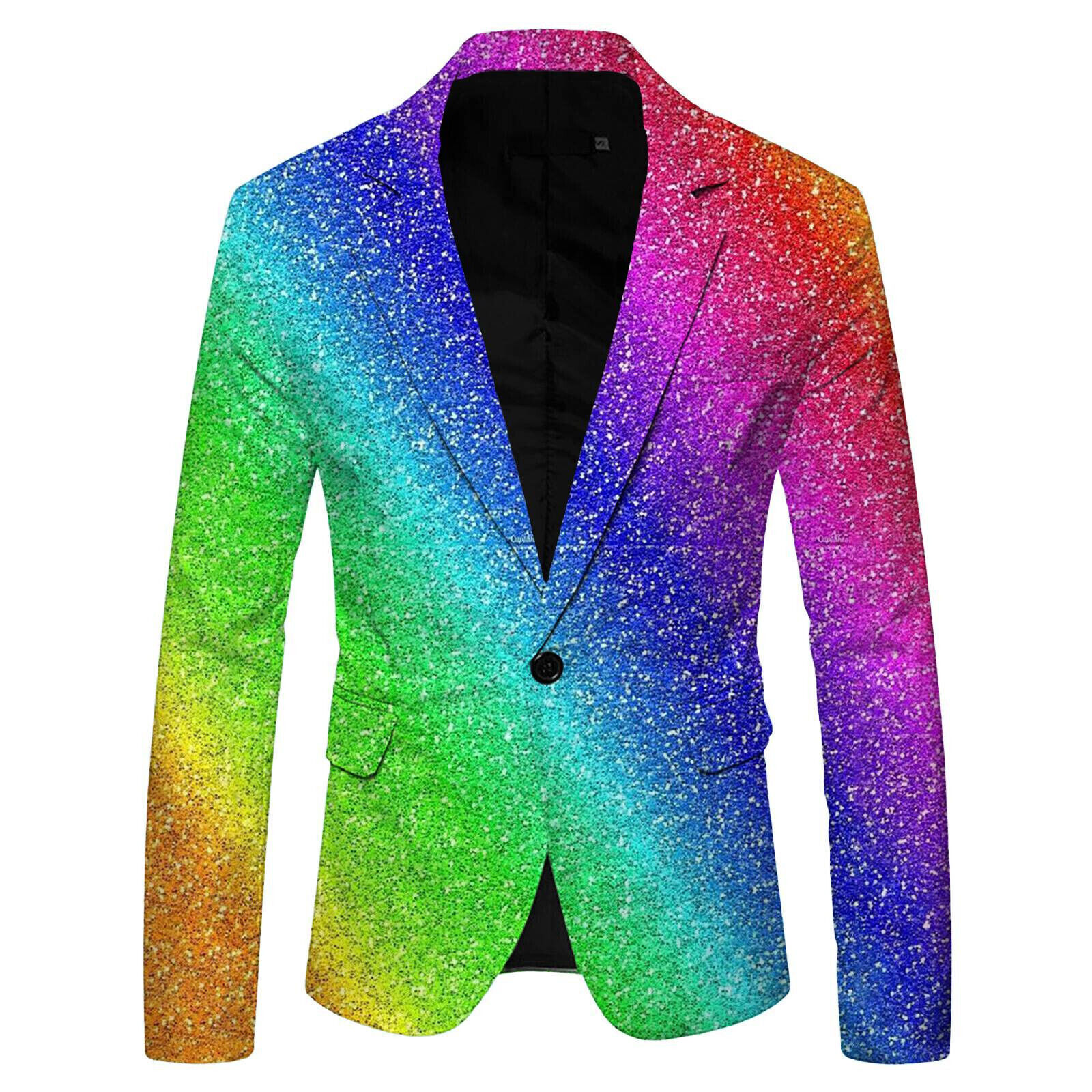 Traje Chaqueta Para Hombres Estampado en 3D Lentejuelas Moda Solapa Abotonada Fiesta Blazer Traje-Top - Imagen 25 de 26