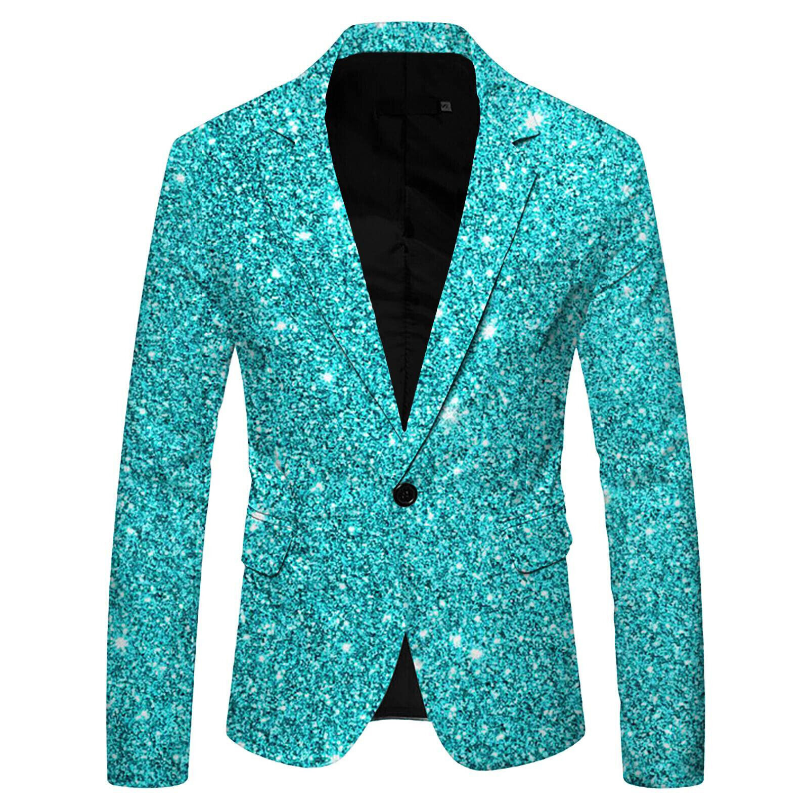 Traje Chaqueta Para Hombres Estampado en 3D Lentejuelas Moda Solapa Abotonada Fiesta Blazer Traje-Top - Imagen 16 de 26