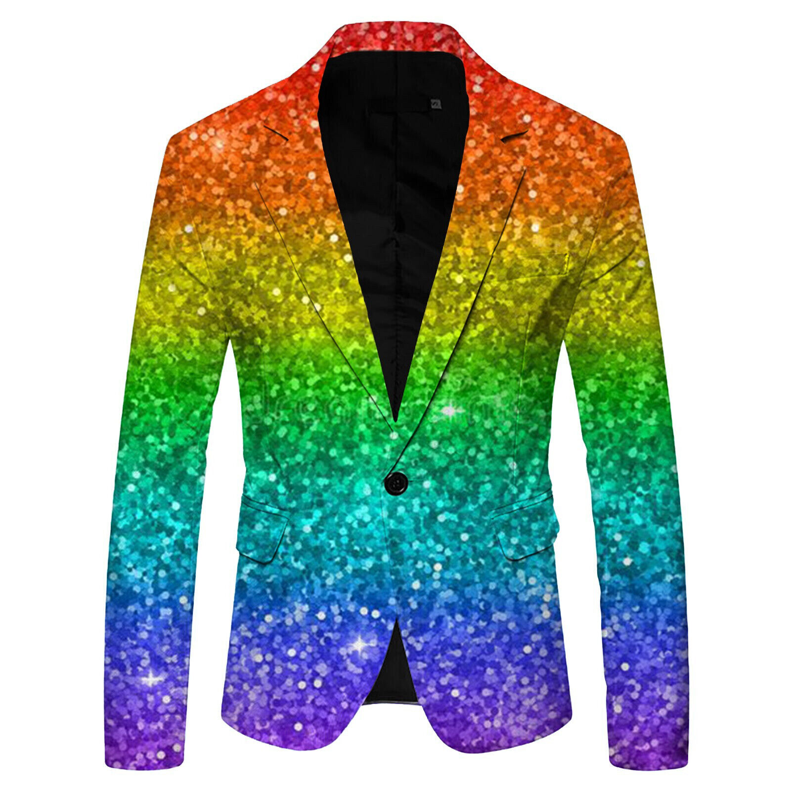 Traje Chaqueta Para Hombres Estampado en 3D Lentejuelas Moda Solapa Abotonada Fiesta Blazer Traje-Top - Imagen 21 de 26