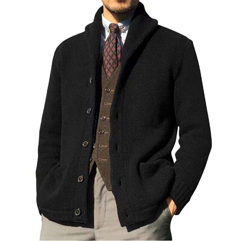 Hot Winter Mens Warm Cardigan Sweater Cable Knit Button Cotton Sweater Pockets T - Picture 15 of 18