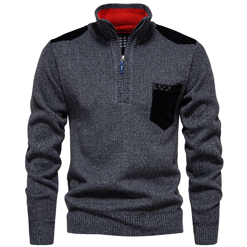 Suéter Top Pullover Ajustado Prendas de Punto Cálidas Color A Juego Cuello Alto para Hombre - Imagen 25 de 30