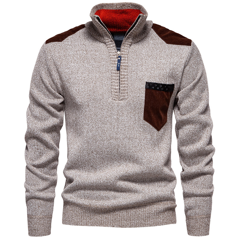 Suéter Top Pullover Ajustado Prendas de Punto Cálidas Color A Juego Cuello Alto para Hombre - Imagen 27 de 30