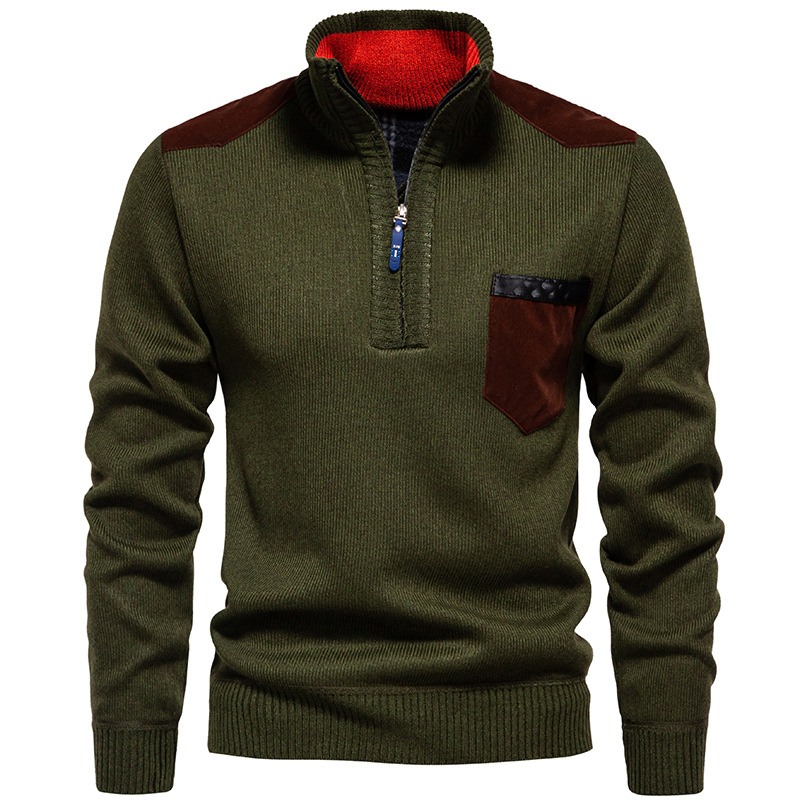 Suéter Top Pullover Ajustado Prendas de Punto Cálidas Color A Juego Cuello Alto para Hombre - Imagen 28 de 30