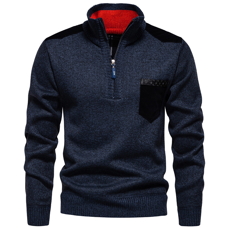 Suéter Top Pullover Ajustado Prendas de Punto Cálidas Color A Juego Cuello Alto para Hombre - Imagen 29 de 30