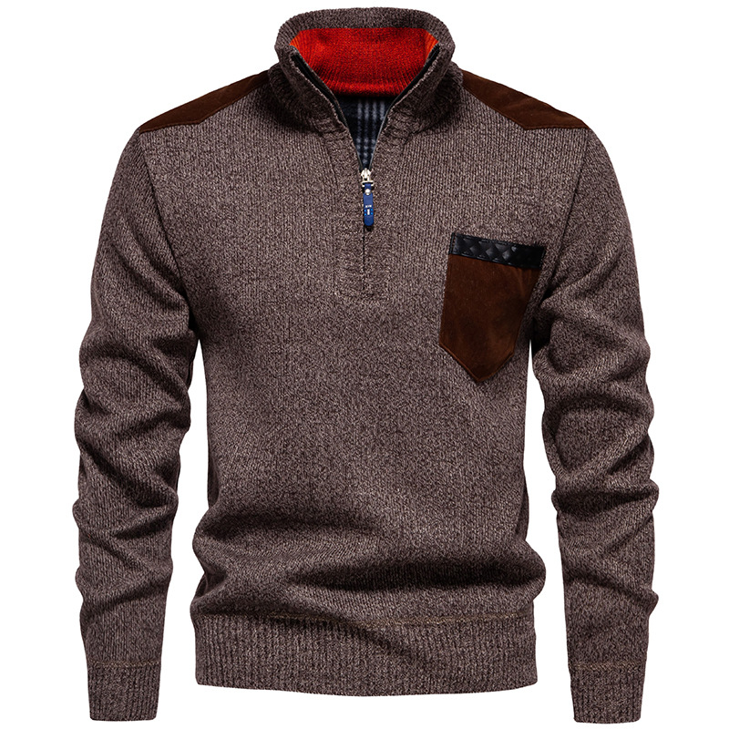 Suéter Top Pullover Ajustado Prendas de Punto Cálidas Color A Juego Cuello Alto para Hombre - Imagen 30 de 30