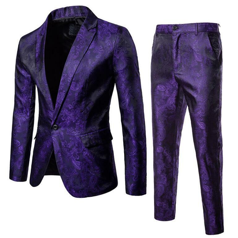 Blazer + Pantalones Brillantes Para Hombres 2 Piezas Trajes Abrigos Solapa Club Nocturno Fiesta Trajes Informales - Imagen 21 de 22