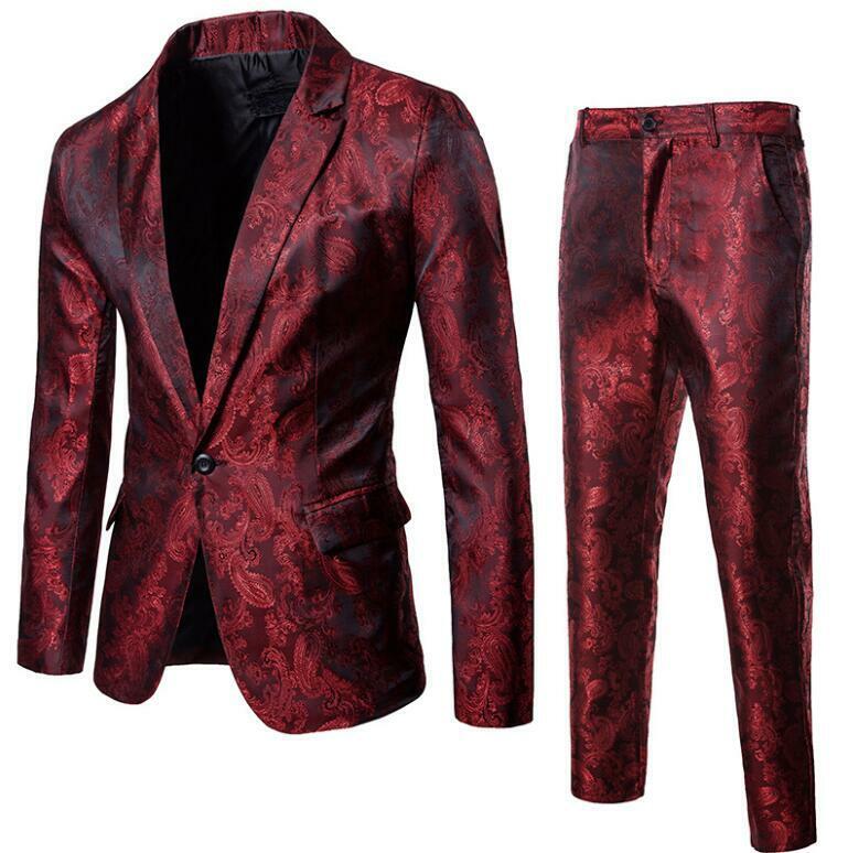 Blazer + Pantalones Brillantes Para Hombres 2 Piezas Trajes Abrigos Solapa Club Nocturno Fiesta Trajes Informales - Imagen 20 de 22