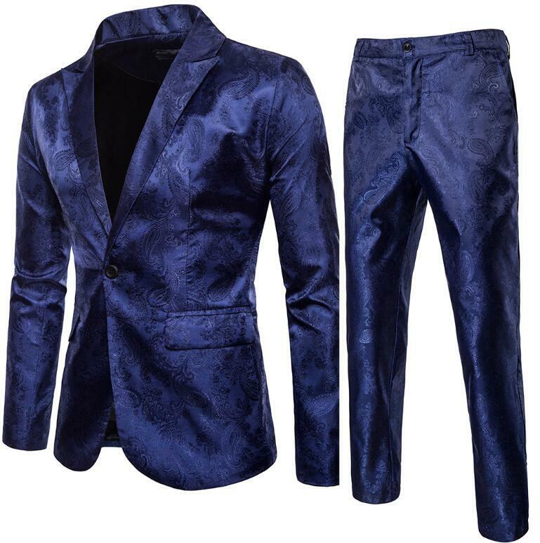 Blazer + Pantalones Brillantes Para Hombres 2 Piezas Trajes Abrigos Solapa Club Nocturno Fiesta Trajes Informales - Imagen 19 de 22