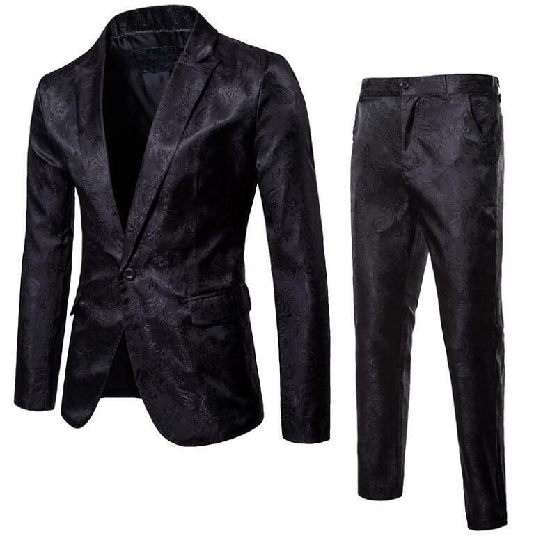 Blazer + Pantalones Brillantes Para Hombres 2 Piezas Trajes Abrigos Solapa Club Nocturno Fiesta Trajes Informales - Imagen 18 de 22