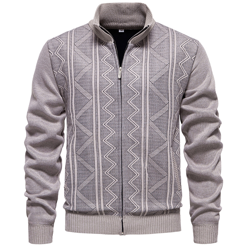 Mens Knit Sweater Stand Collar Ribbed Hem Thick Warm Long Sleeve Cardigan Jacket - Picture 26 of 27