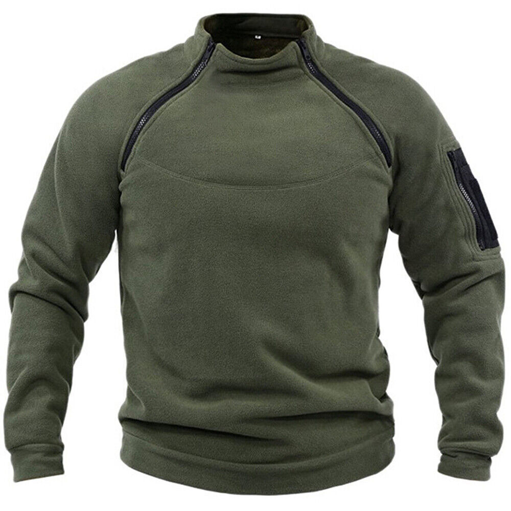 Hombres Cremallera Polar Jersey Táctico Ejército Militar Sudadera Combate Camiseta Prendas para el torso Abrigo - Imagen 20 de 23