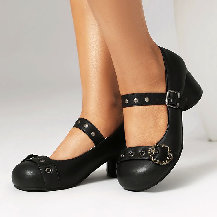Women Cute Round Toe Mary Jane Shoes Mid Block Heel Casual Spring Dress Pumps Nw - Picture 22 of 24
