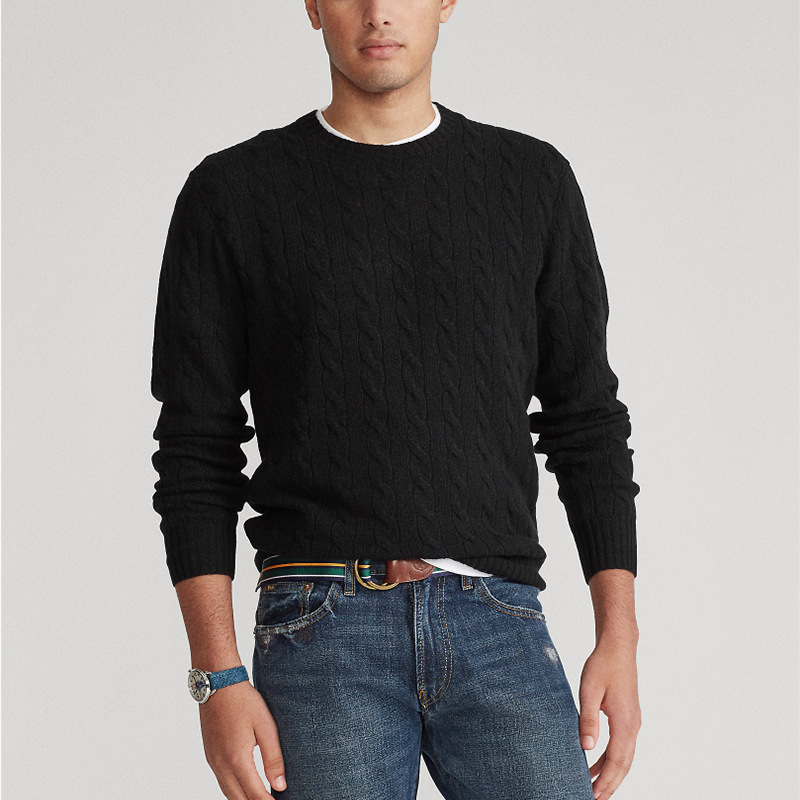 Men's Sweater Long Sleeve Crew Neck Knitwear Twist Striped Slim-fit Pullover Top - Picture 29 of 30