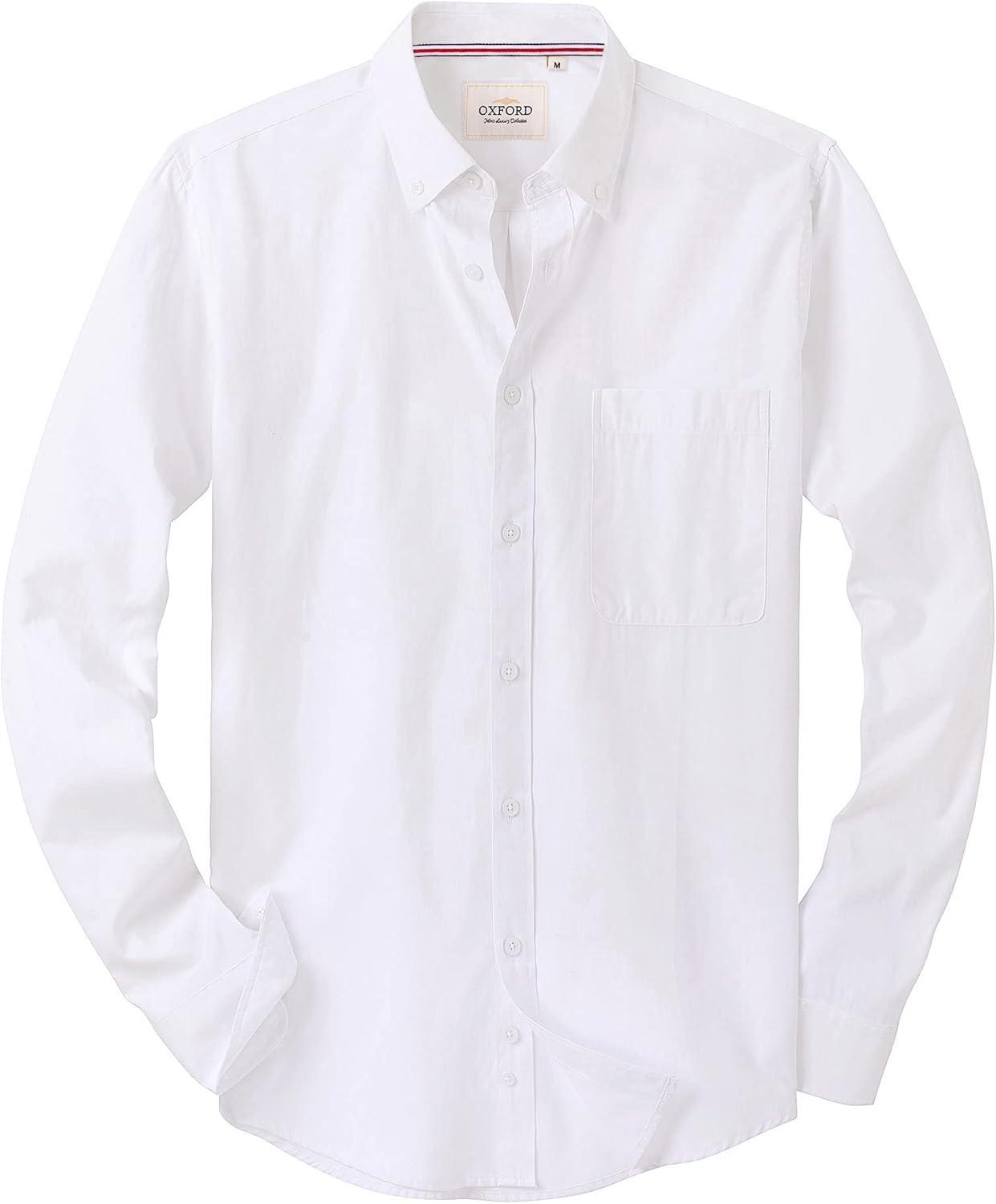 Mens Solid Oxford Shirt Long Sleeve Button Down Shirts with Pocket