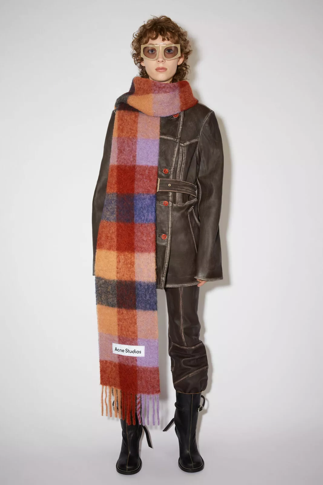 Women Acne1 Studios Wool Scarf Scarves Thick Rainbow Stripe Wrap Pashmina Shawl