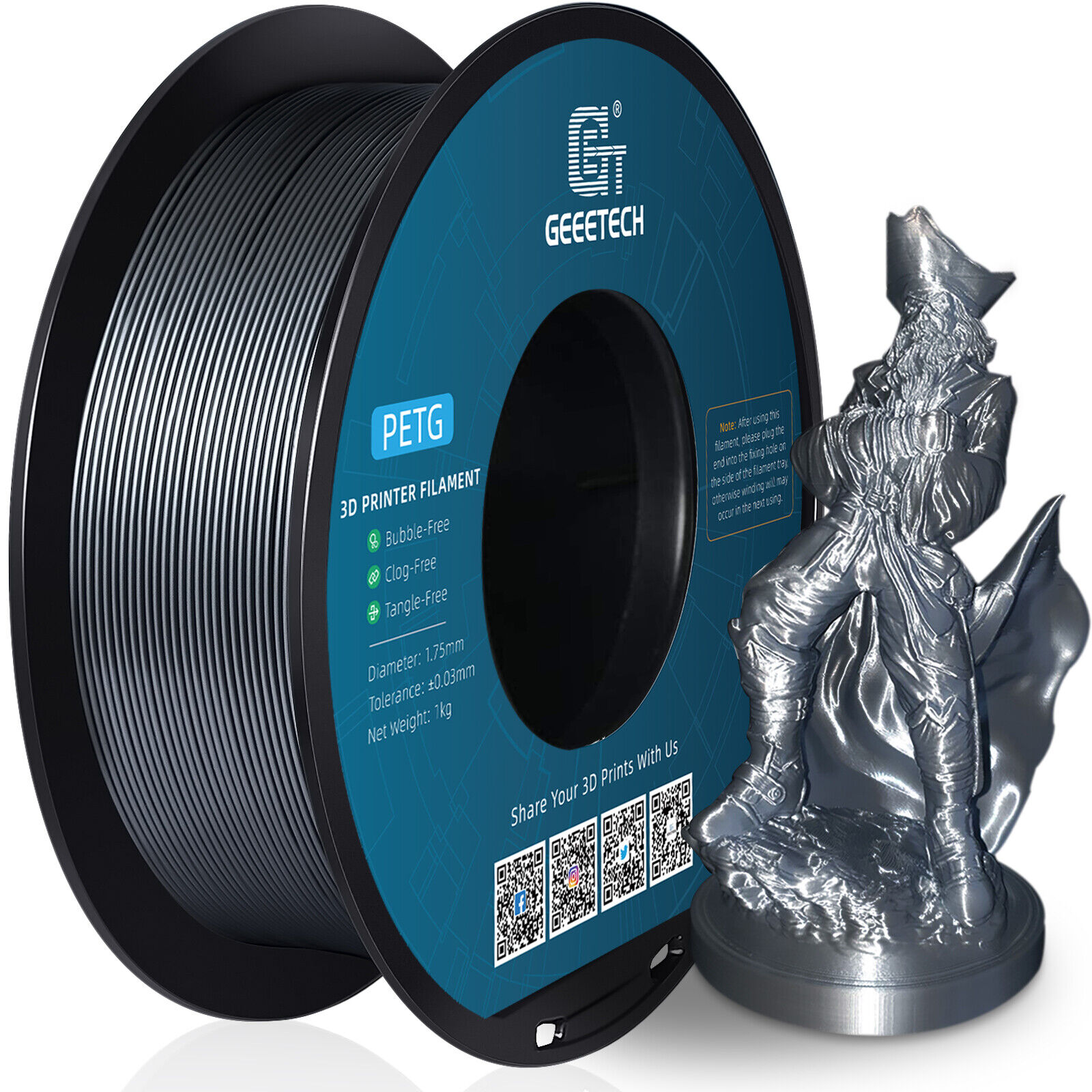 Filamento para impresora 3D Geeetech 5 kg 1 kg/rollo 1,75 mm PETG fuerte + duradero multicolor - Imagen 20 de 24