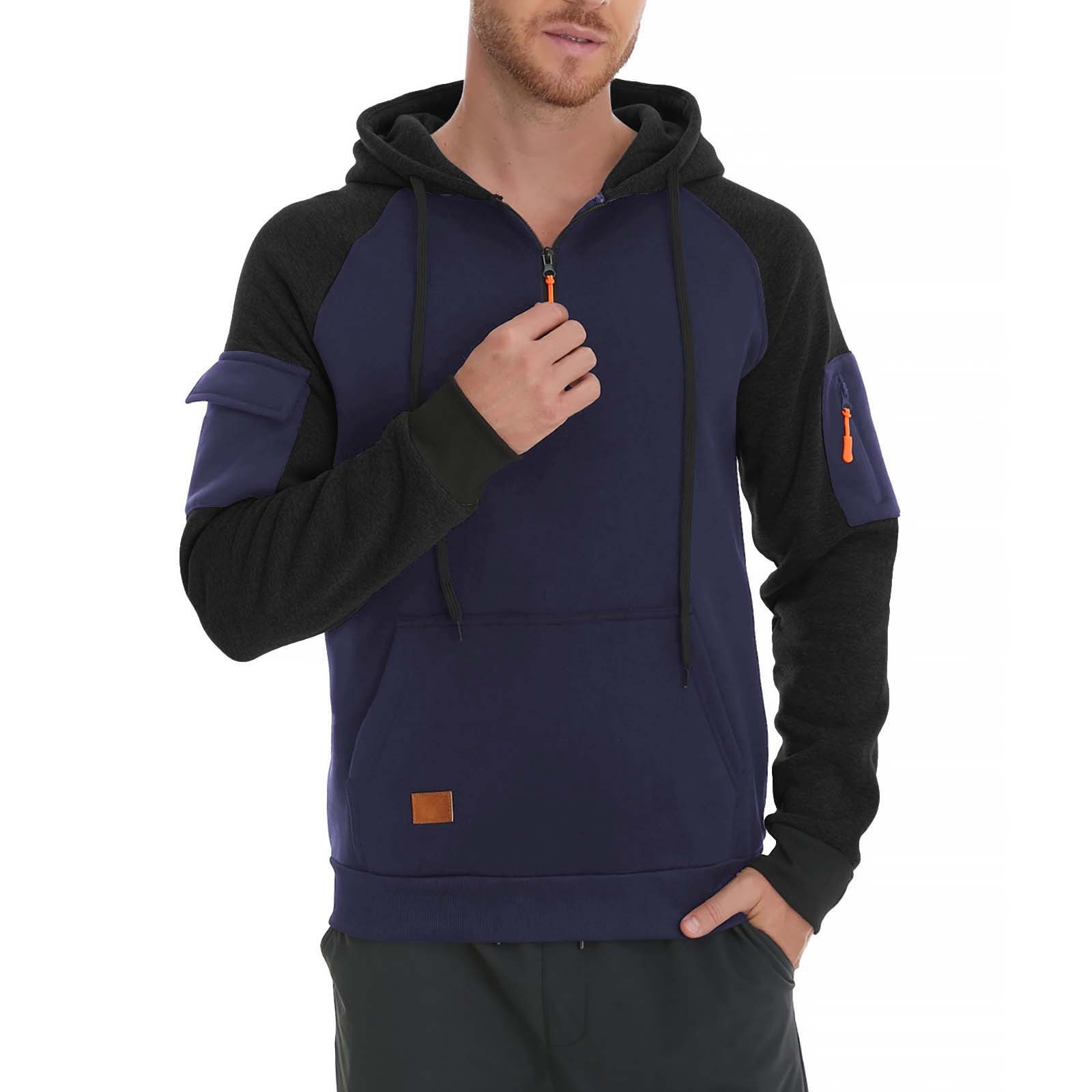 Sudadera con Capucha Para Hombre Otoño Invierno Cremallera Deportiva Sudadera con Capucha Bolsillo en el Brazo Top Sudaderas Informales - Imagen 24 de 27