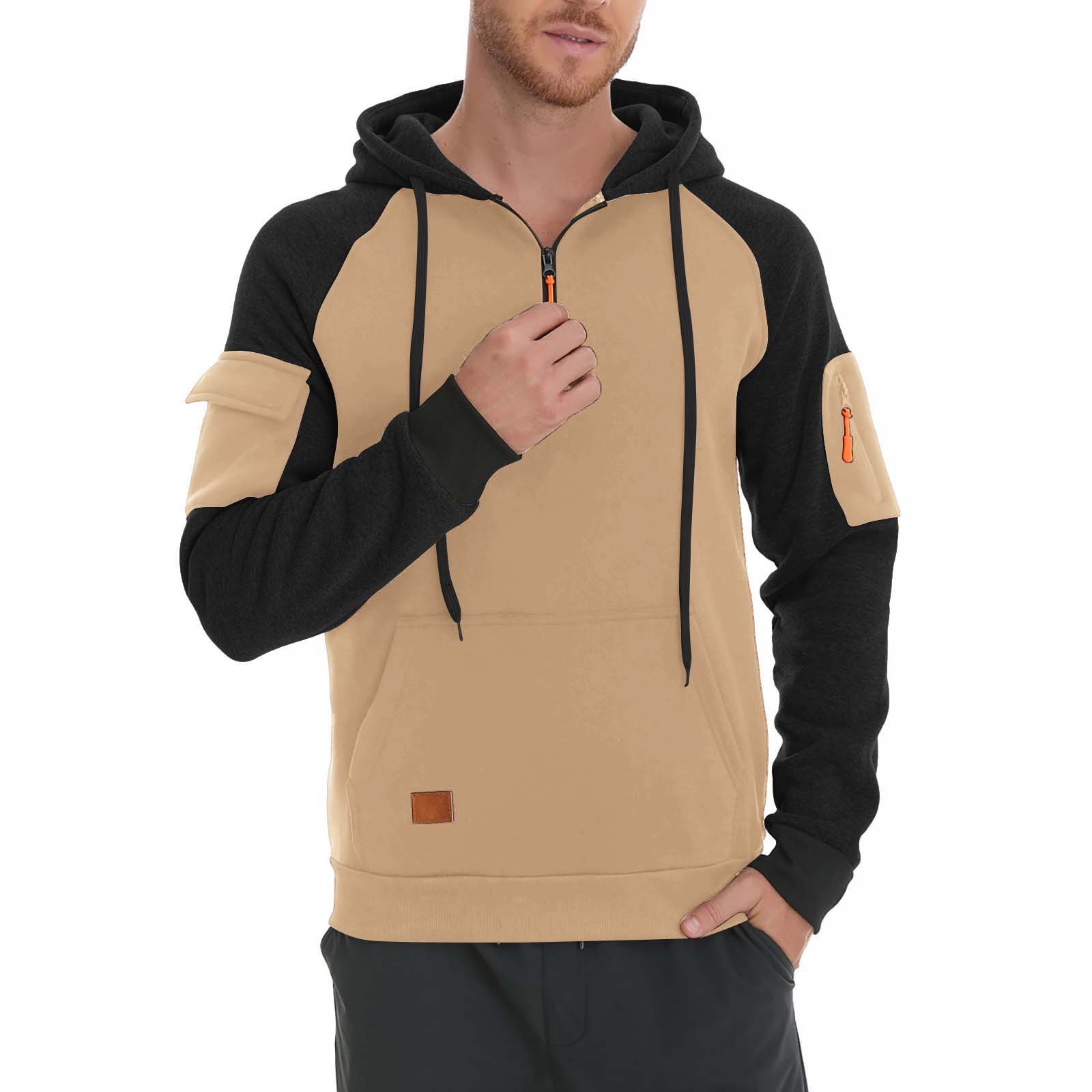 Sudadera con Capucha Para Hombre Otoño Invierno Cremallera Deportiva Sudadera con Capucha Bolsillo en el Brazo Top Sudaderas Informales - Imagen 25 de 27