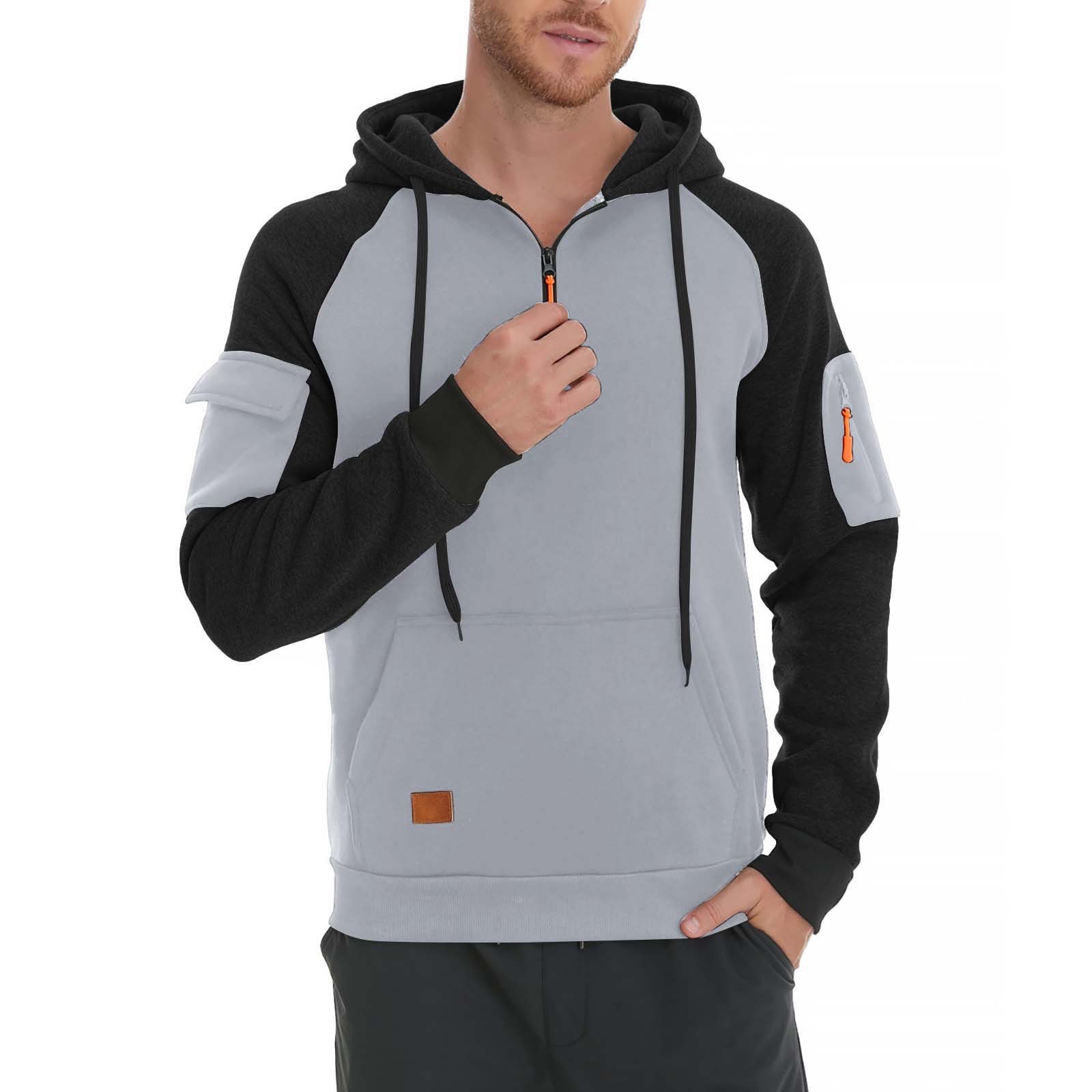 Sudadera con Capucha Para Hombre Otoño Invierno Cremallera Deportiva Sudadera con Capucha Bolsillo en el Brazo Top Sudaderas Informales - Imagen 26 de 27