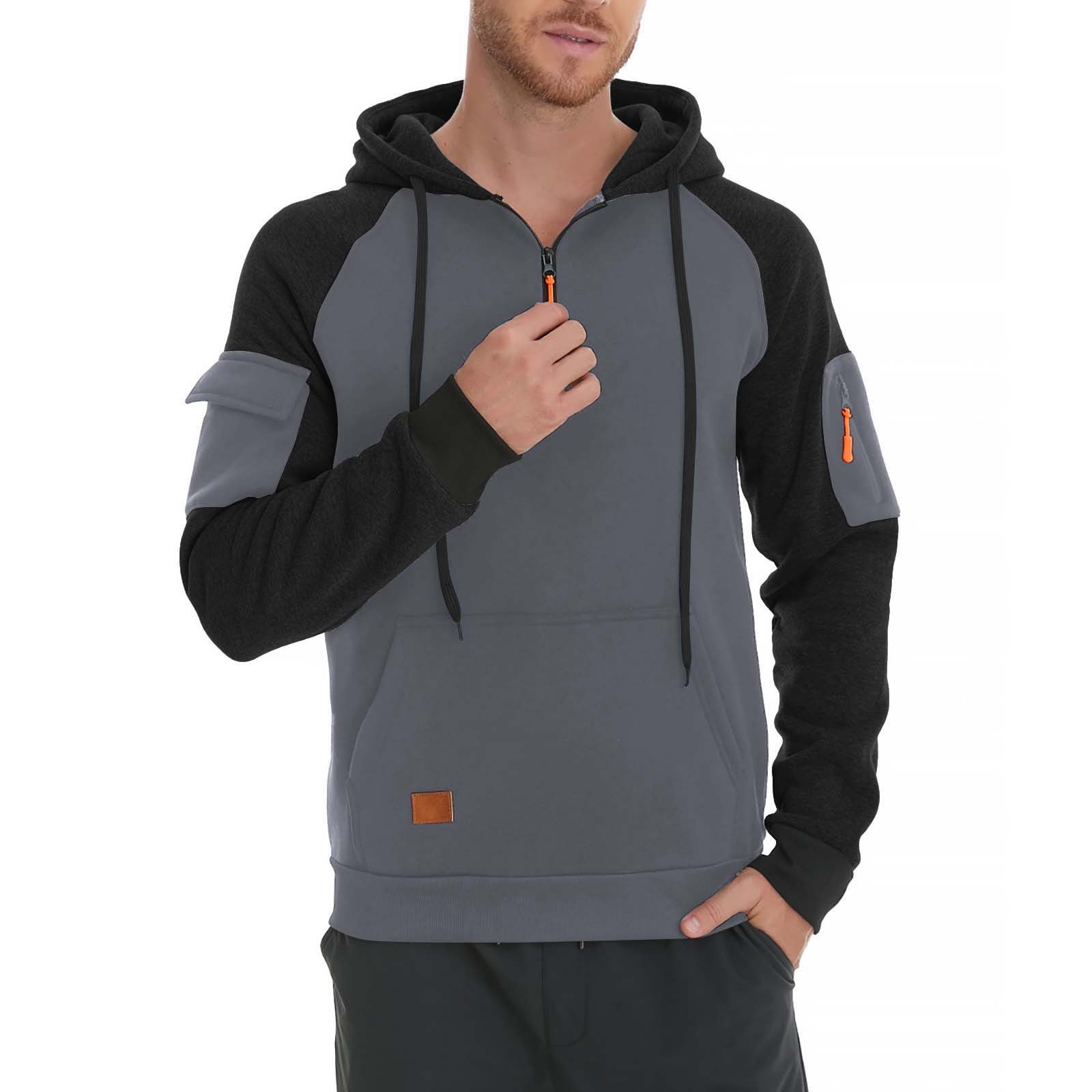Sudadera con Capucha Para Hombre Otoño Invierno Cremallera Deportiva Sudadera con Capucha Bolsillo en el Brazo Top Sudaderas Informales - Imagen 27 de 27