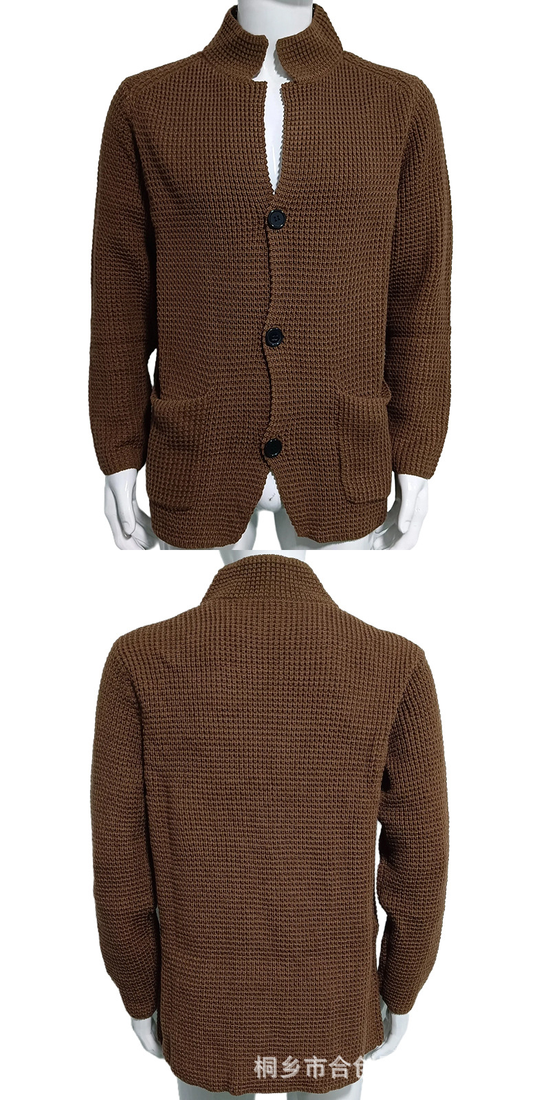 New Sweater Men's Stand Collar Knit Mid-length Cardigan Coat Regular Sweater - Picture 24 of 24