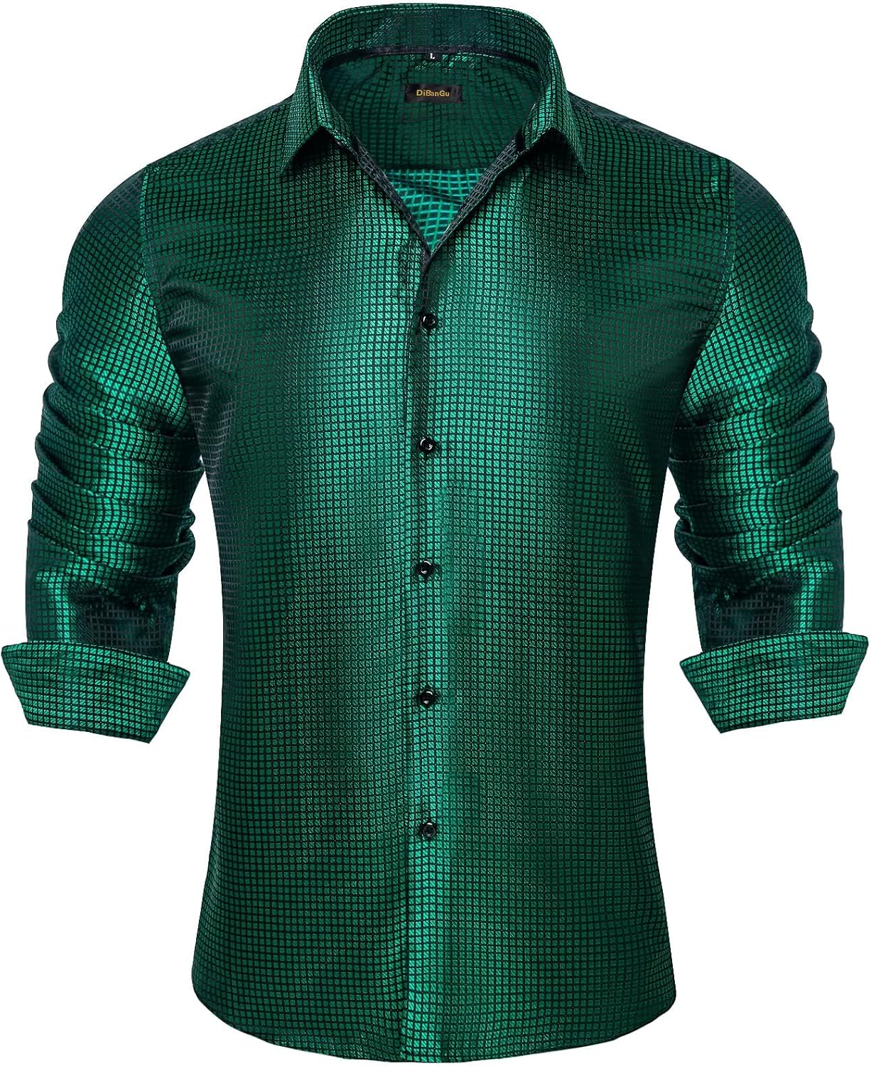 Men's Silk Paisley Dress Shirt - Long Sleeve Button Down for Wedding & Party - Picture 35 of 56