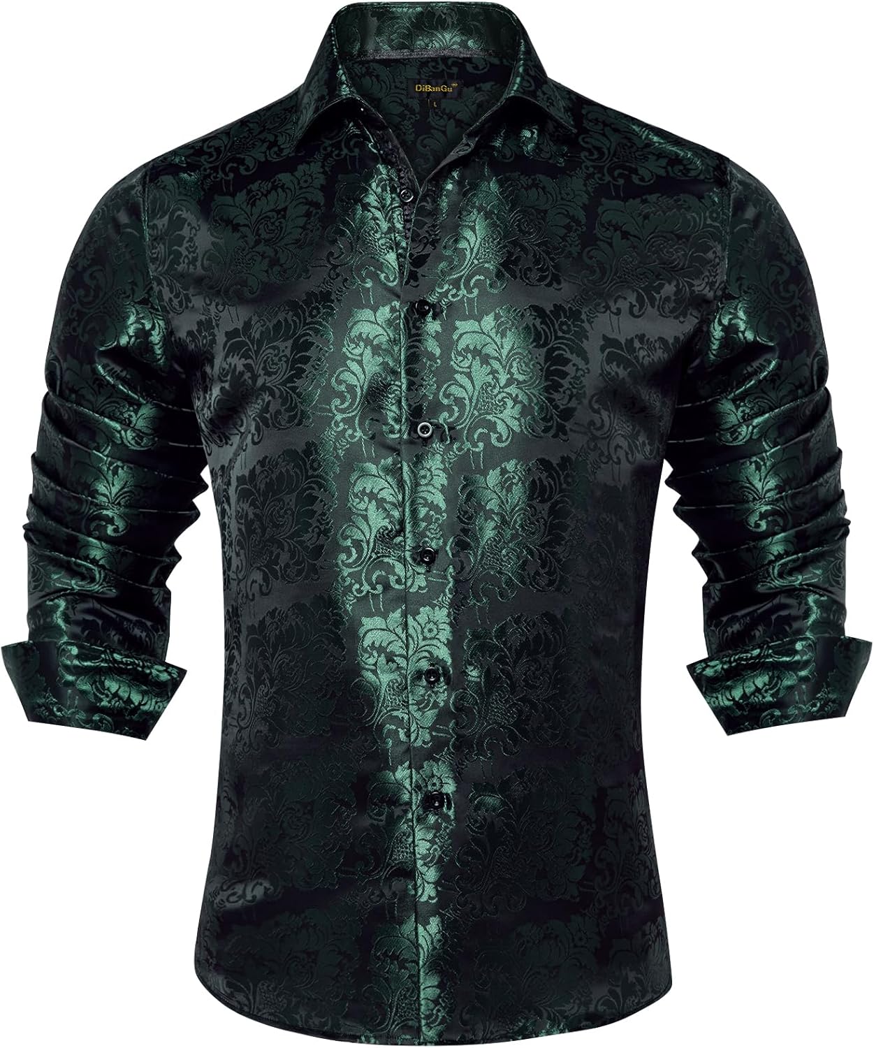Men's Silk Paisley Dress Shirt - Long Sleeve Button Down for Wedding & Party - Picture 45 of 56