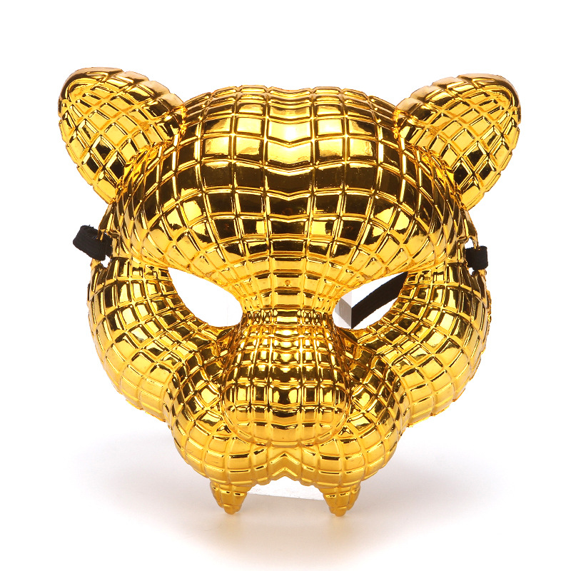 Halloween Squid Game VIP Gold Plastic Adult Costume Leopard Lion Masks - Picture 10 of 11