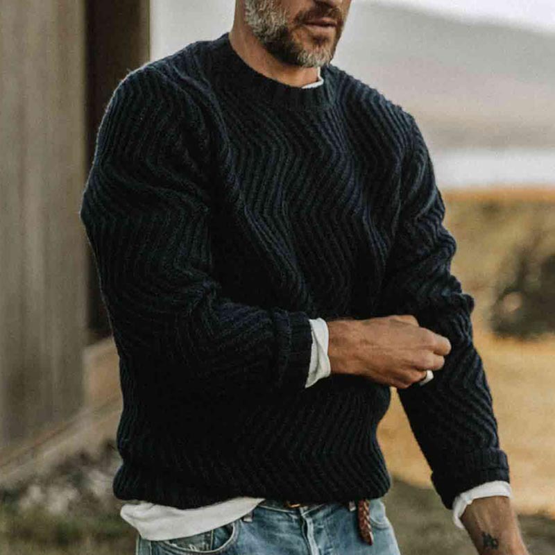Moda Retro Para Hombres Color Sólido Británico Informal Suéter Cuello Redondo Pullover Prendas de Punto - Imagen 8 de 8