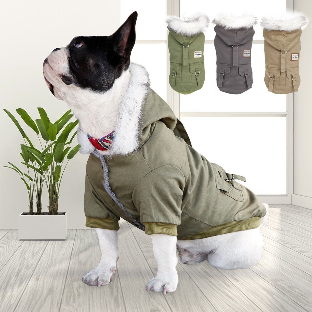 Cálida Ropa para Mascotas Invierno Perros Chaqueta Abrigo Con Capucha Cachorro Chihuahua Sudaderas con Capucha Francés, - Imagen 1 de 13