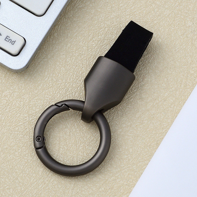 Frosted cowhide keychain pendant, car keychain ring, solid color leather keychai - Picture 25 of 64