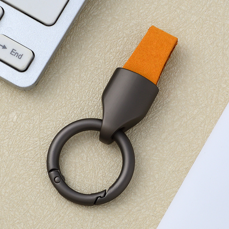 Frosted cowhide keychain pendant, car keychain ring, solid color leather keychai - Picture 26 of 64