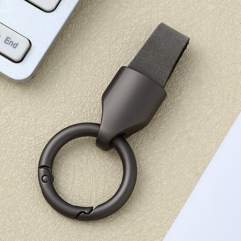 Frosted cowhide keychain pendant, car keychain ring, solid color leather keychai - Picture 27 of 64