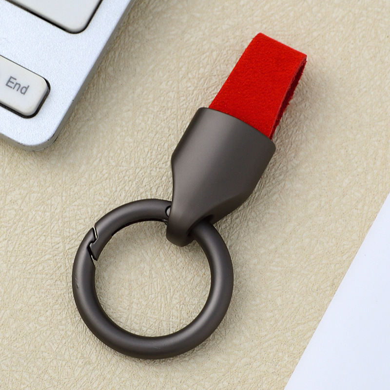 Frosted cowhide keychain pendant, car keychain ring, solid color leather keychai - Picture 28 of 64