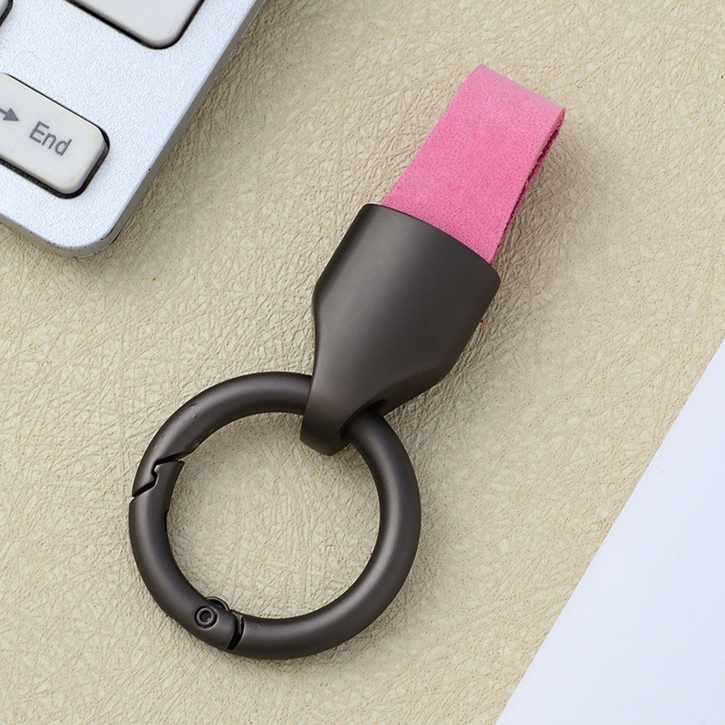 Frosted cowhide keychain pendant, car keychain ring, solid color leather keychai - Picture 29 of 64