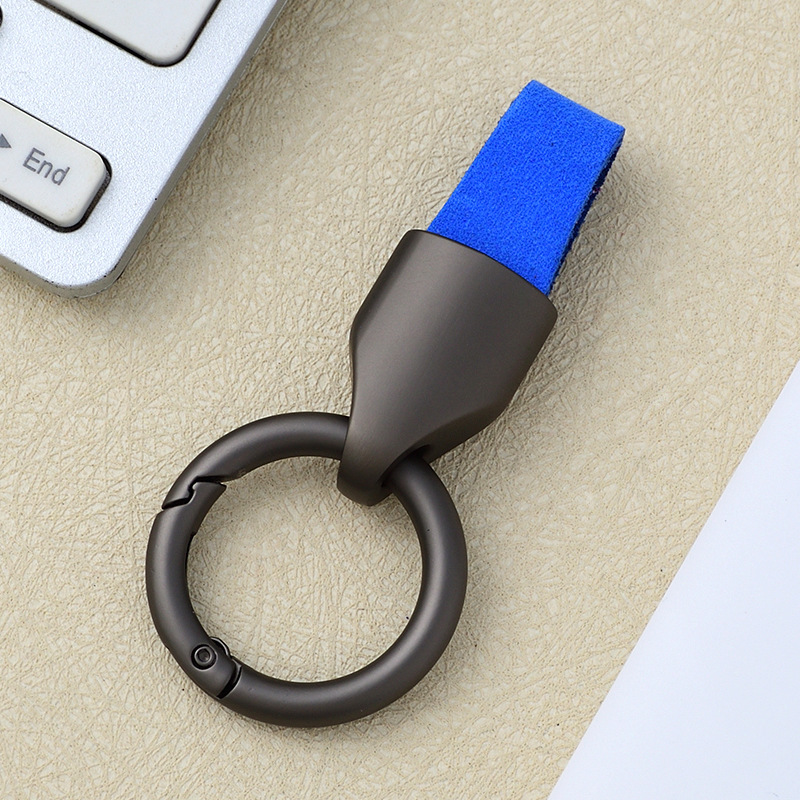 Frosted cowhide keychain pendant, car keychain ring, solid color leather keychai - Picture 30 of 64