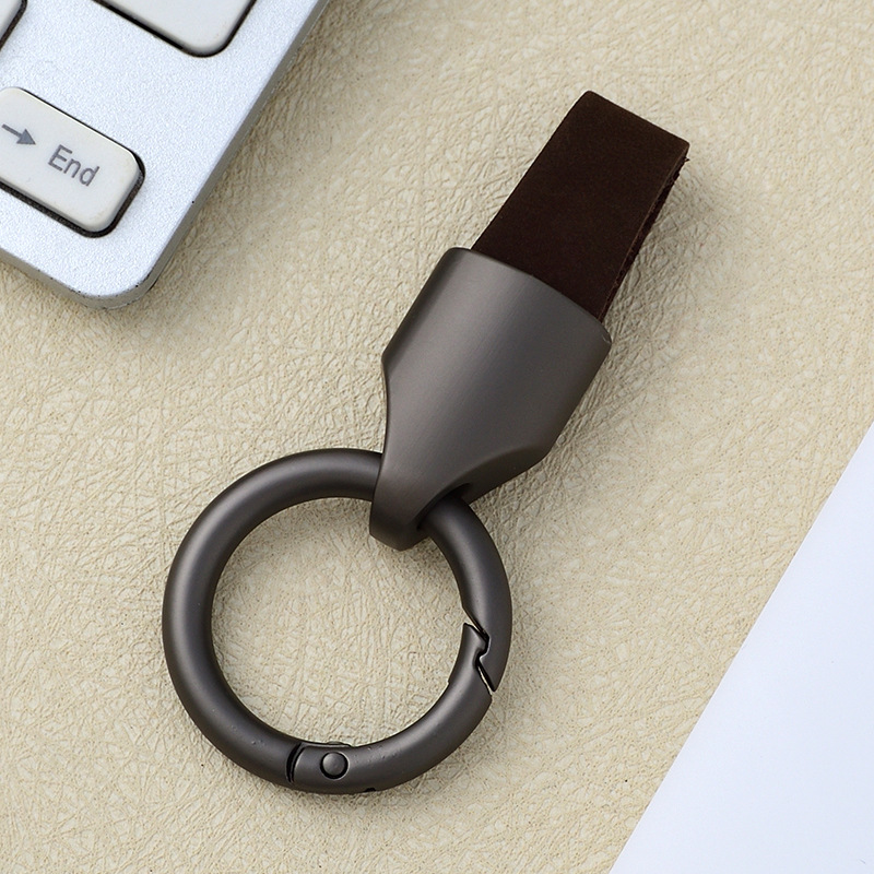 Frosted cowhide keychain pendant, car keychain ring, solid color leather keychai - Picture 31 of 64