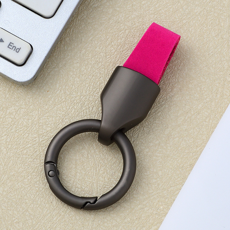 Frosted cowhide keychain pendant, car keychain ring, solid color leather keychai - Picture 32 of 64