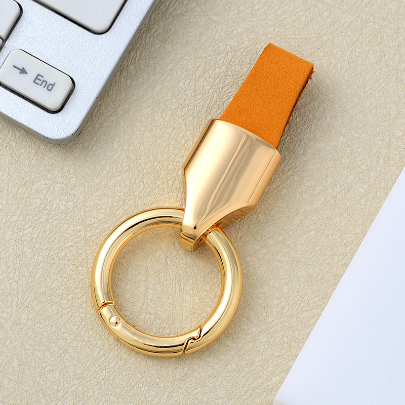 Frosted cowhide keychain pendant, car keychain ring, solid color leather keychai - Picture 34 of 64