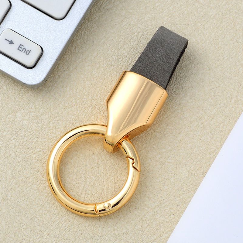 Frosted cowhide keychain pendant, car keychain ring, solid color leather keychai - Picture 35 of 64
