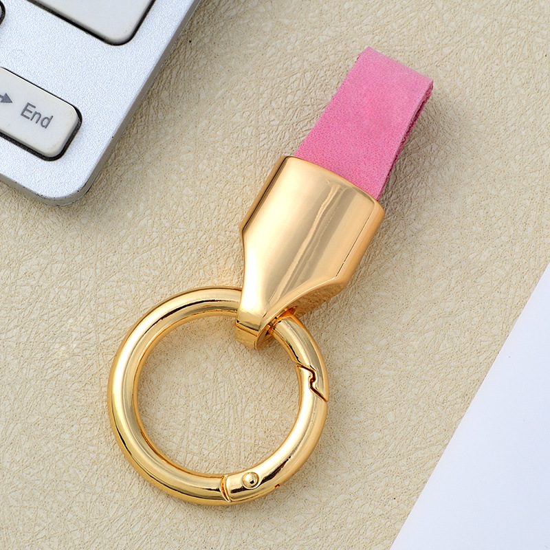 Frosted cowhide keychain pendant, car keychain ring, solid color leather keychai - Picture 37 of 64