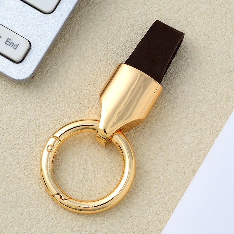 Frosted cowhide keychain pendant, car keychain ring, solid color leather keychai - Picture 39 of 64