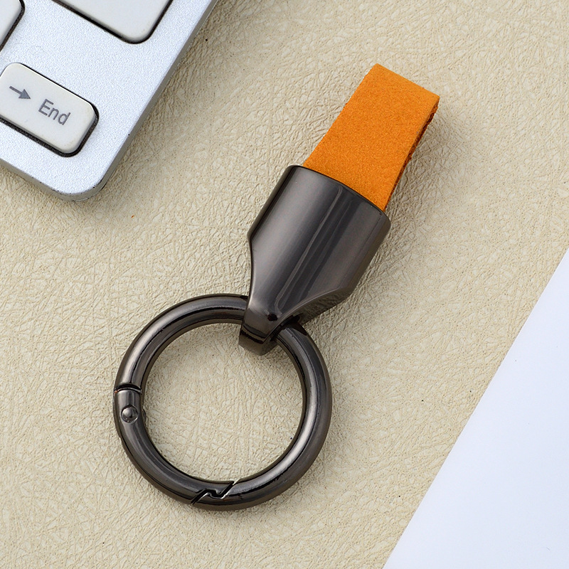 Frosted cowhide keychain pendant, car keychain ring, solid color leather keychai - Picture 42 of 64