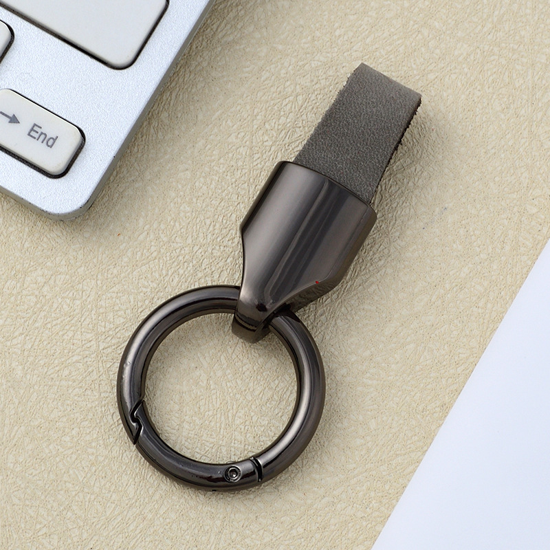 Frosted cowhide keychain pendant, car keychain ring, solid color leather keychai - Picture 43 of 64