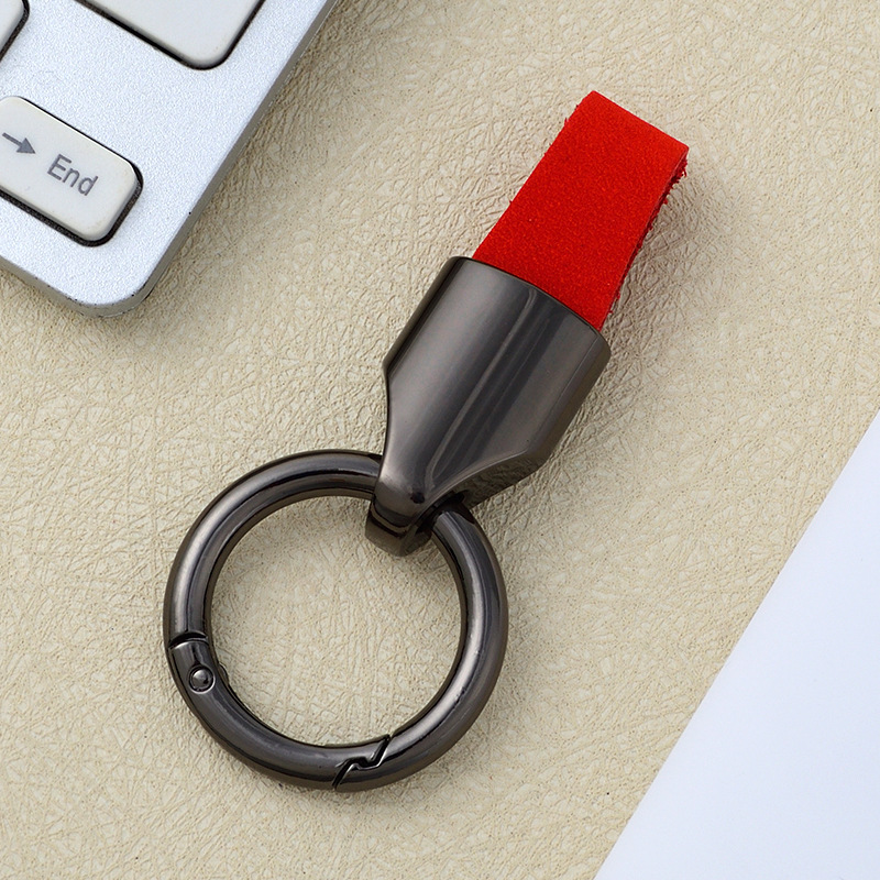 Frosted cowhide keychain pendant, car keychain ring, solid color leather keychai - Picture 44 of 64