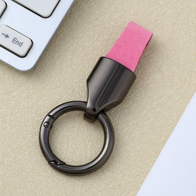 Frosted cowhide keychain pendant, car keychain ring, solid color leather keychai - Picture 45 of 64