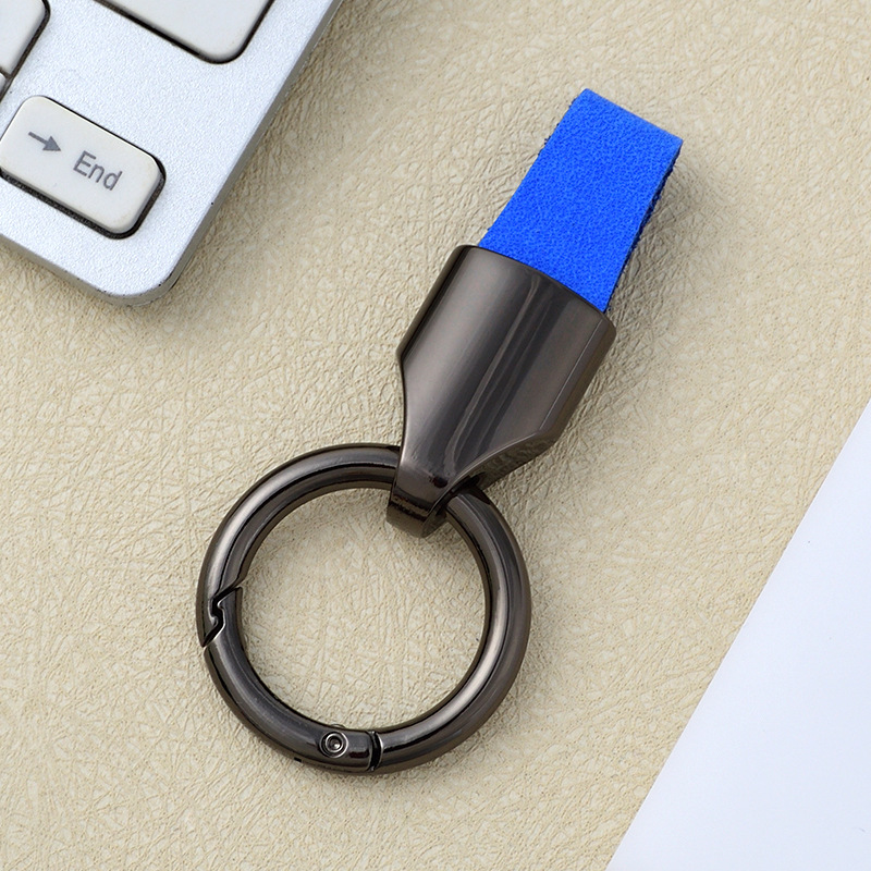 Frosted cowhide keychain pendant, car keychain ring, solid color leather keychai - Picture 46 of 64