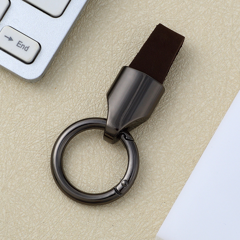 Frosted cowhide keychain pendant, car keychain ring, solid color leather keychai - Picture 47 of 64